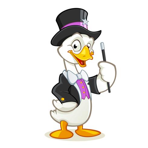 Goose magician cartoon character.