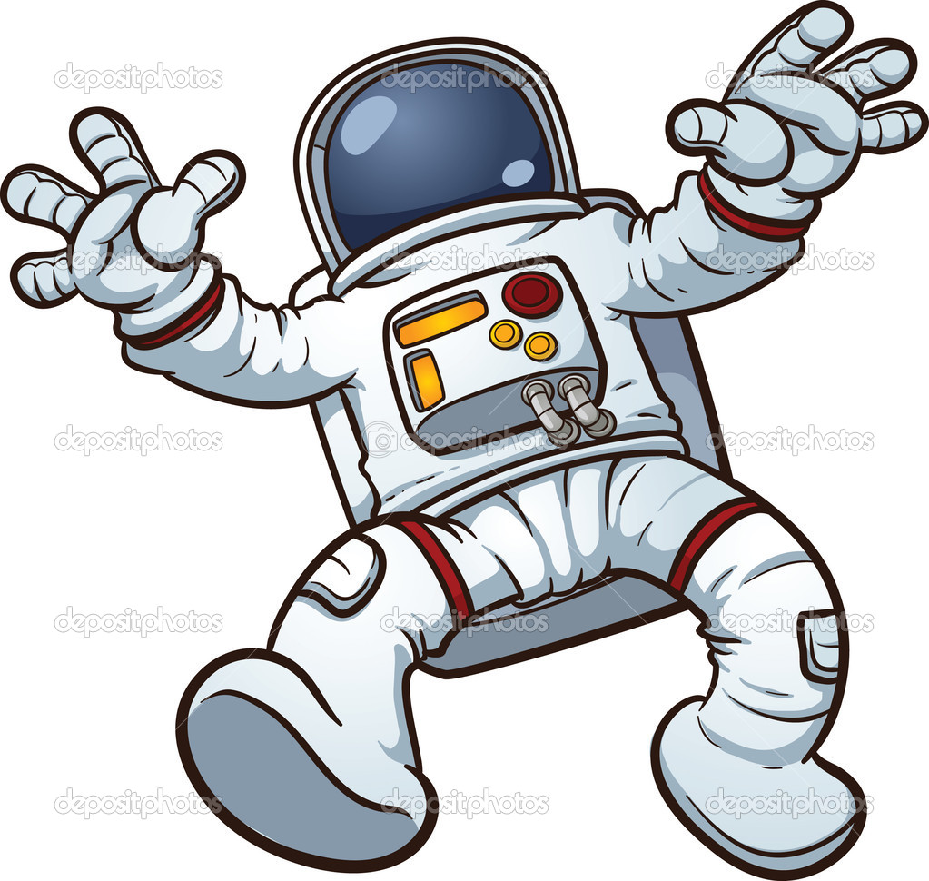 Cartoon astronaut in space.