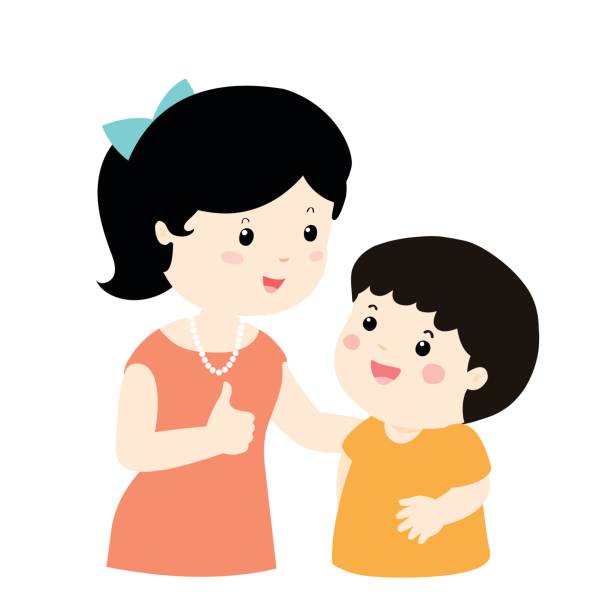 Parent And Child Talking Clipart.