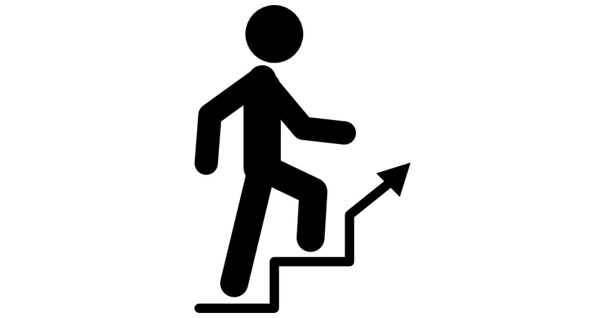 Man climbing stairs.