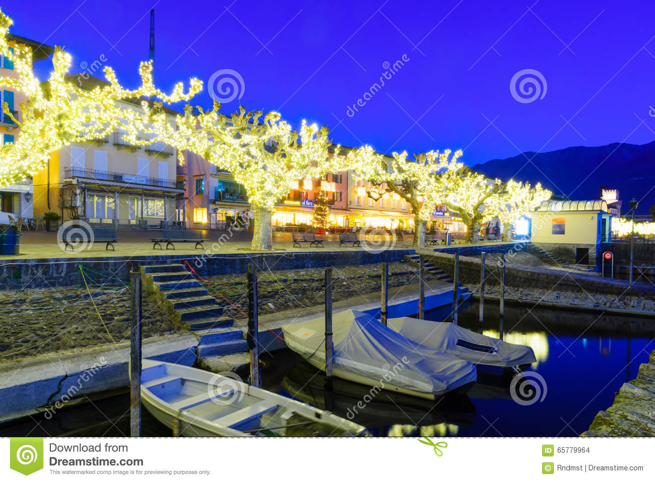 The Lake Promenade Piazza Mota, Ascona Editorial Stock Image.