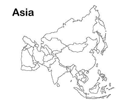 Printable Asia Map for Kids.
