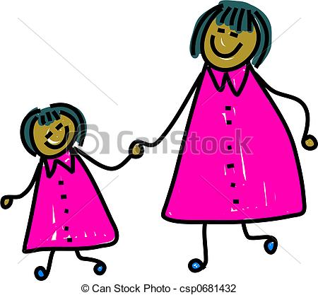Mother And Daughter Holding Hands Clipart.