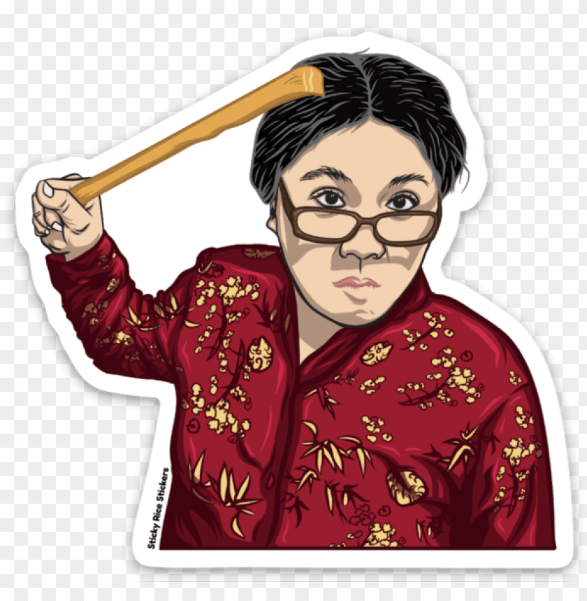 angry asian mom PNG image with transparent background.