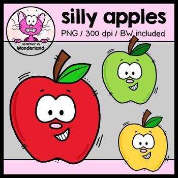 FREEBIE silly apples clipart [teacherinwonderland].