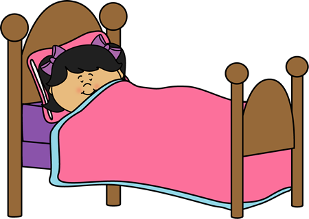 Asleep in bed clipart.