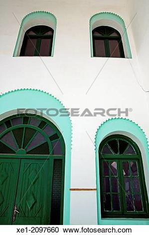 Stock Photography of School, windows, Assilah, Morocco xe1.