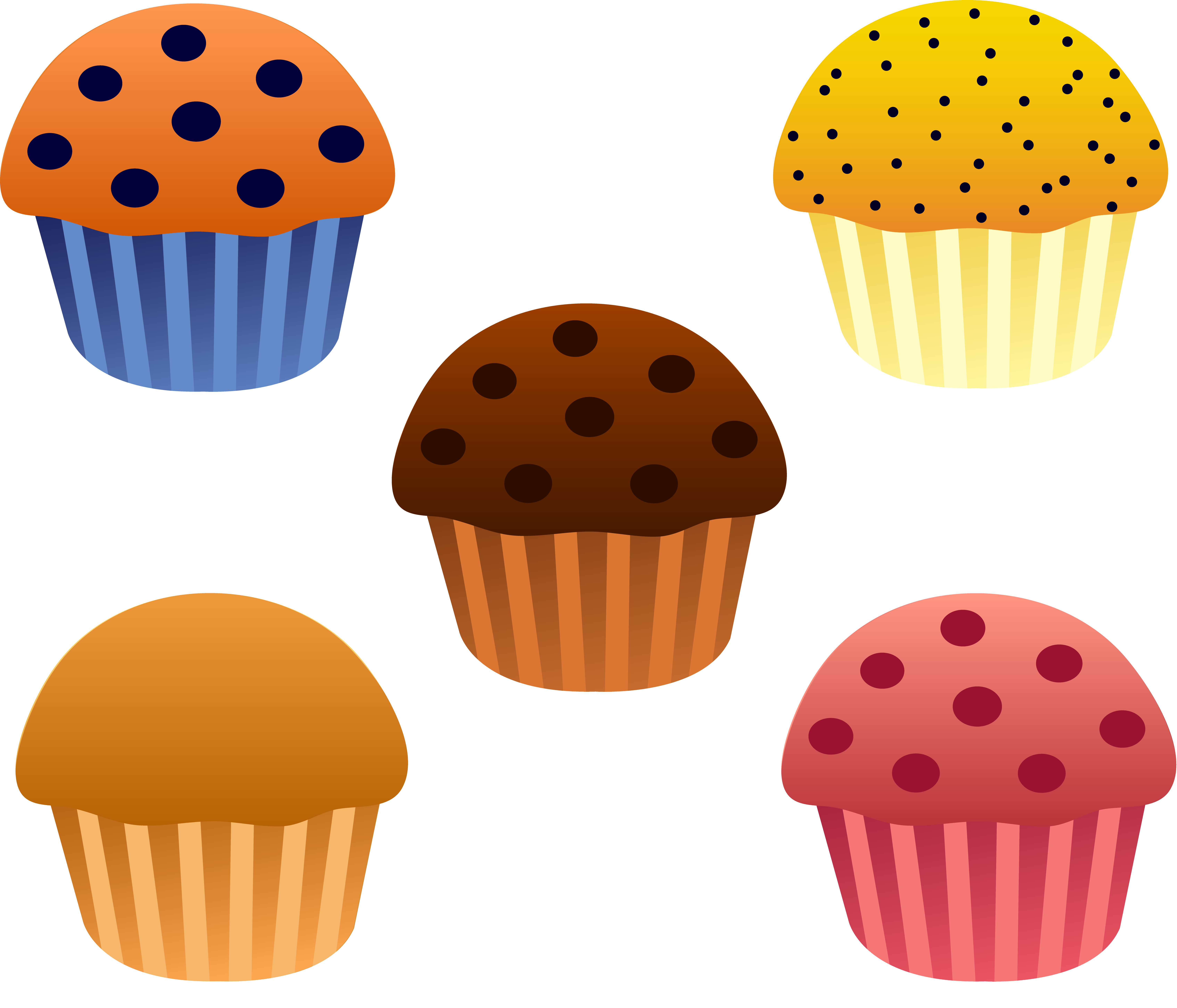 Set of Five Assorted Muffins.
