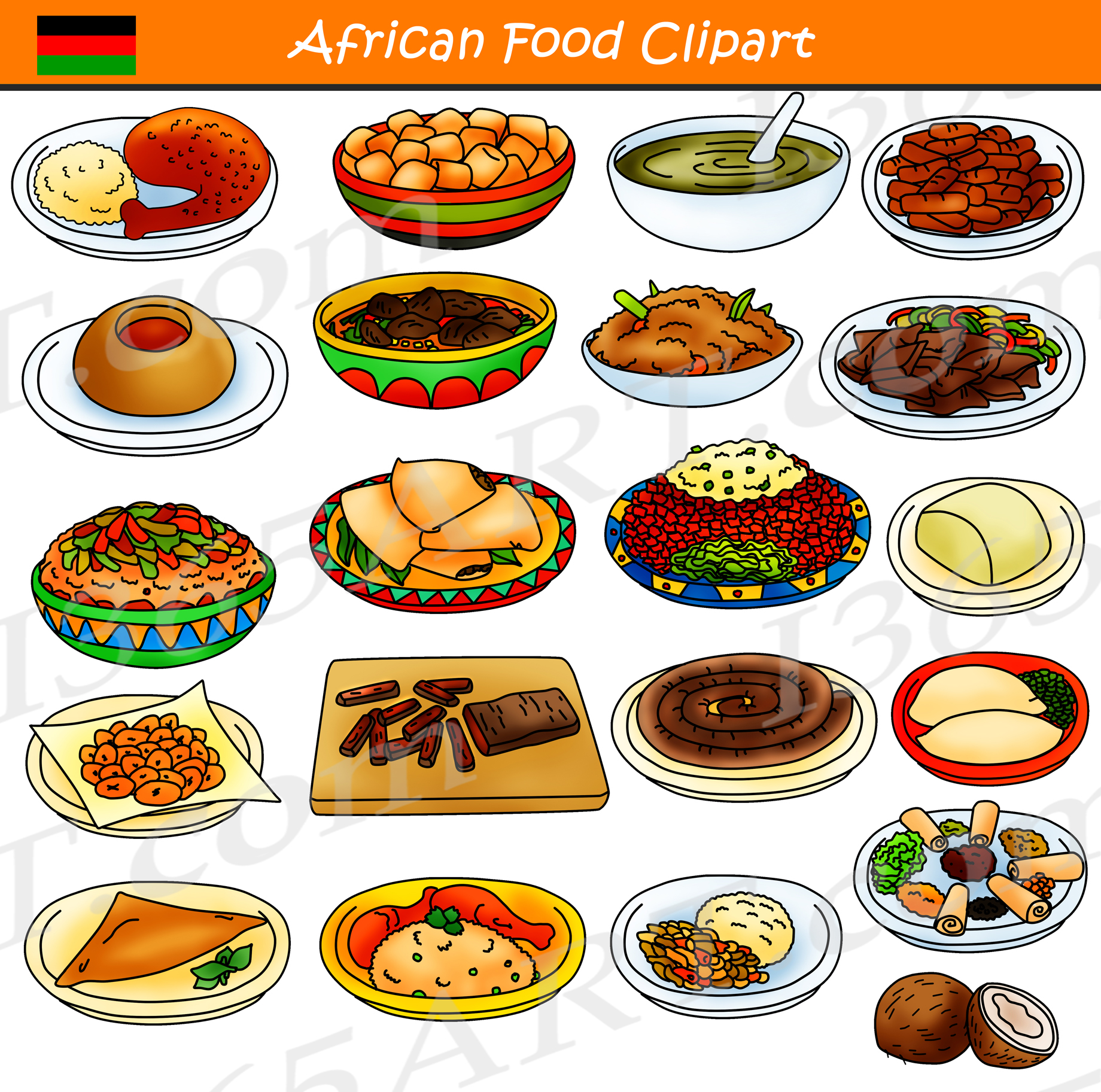 African Food Clipart Commercial Download.