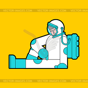 Sad Astronaut sitting . Loneliness in space.