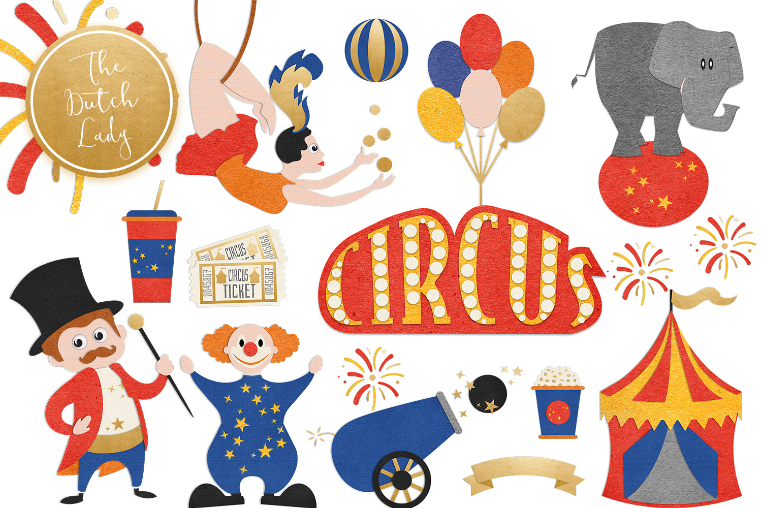 Circus & Carnival Show Clipart Set.