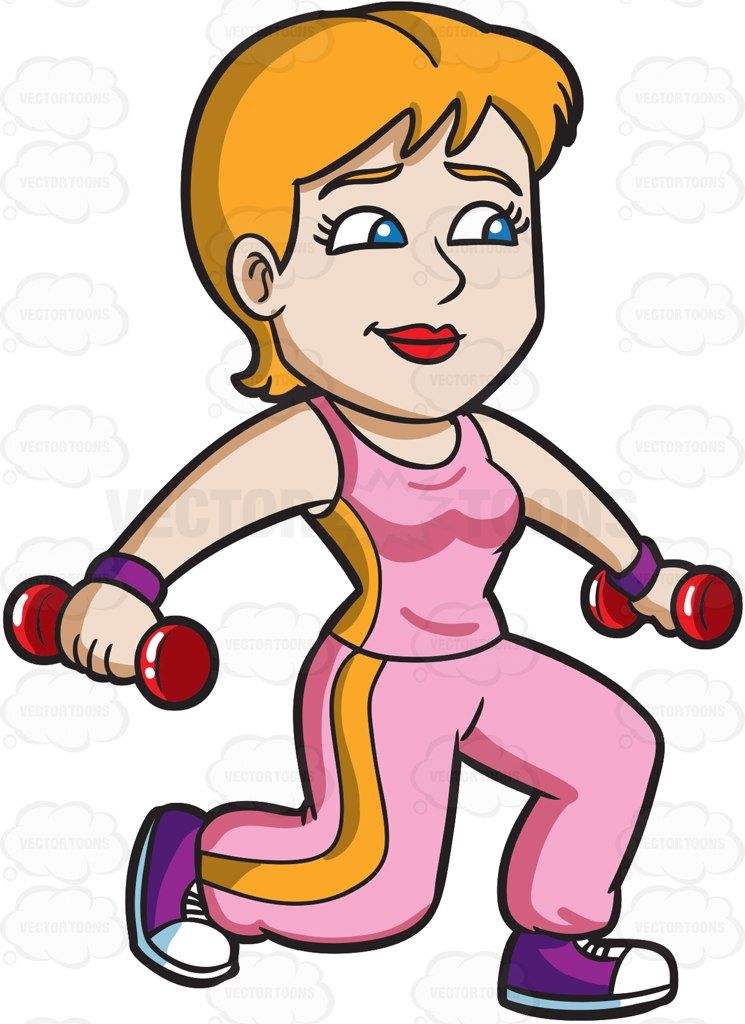 A woman working out in a gym #cartoon #clipart #vector.