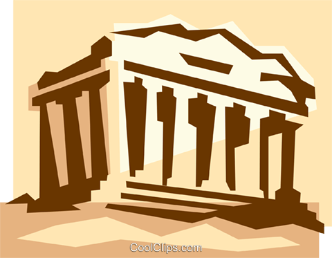 Acropolis in Athens Greece Royalty Free Vector Clip Art.