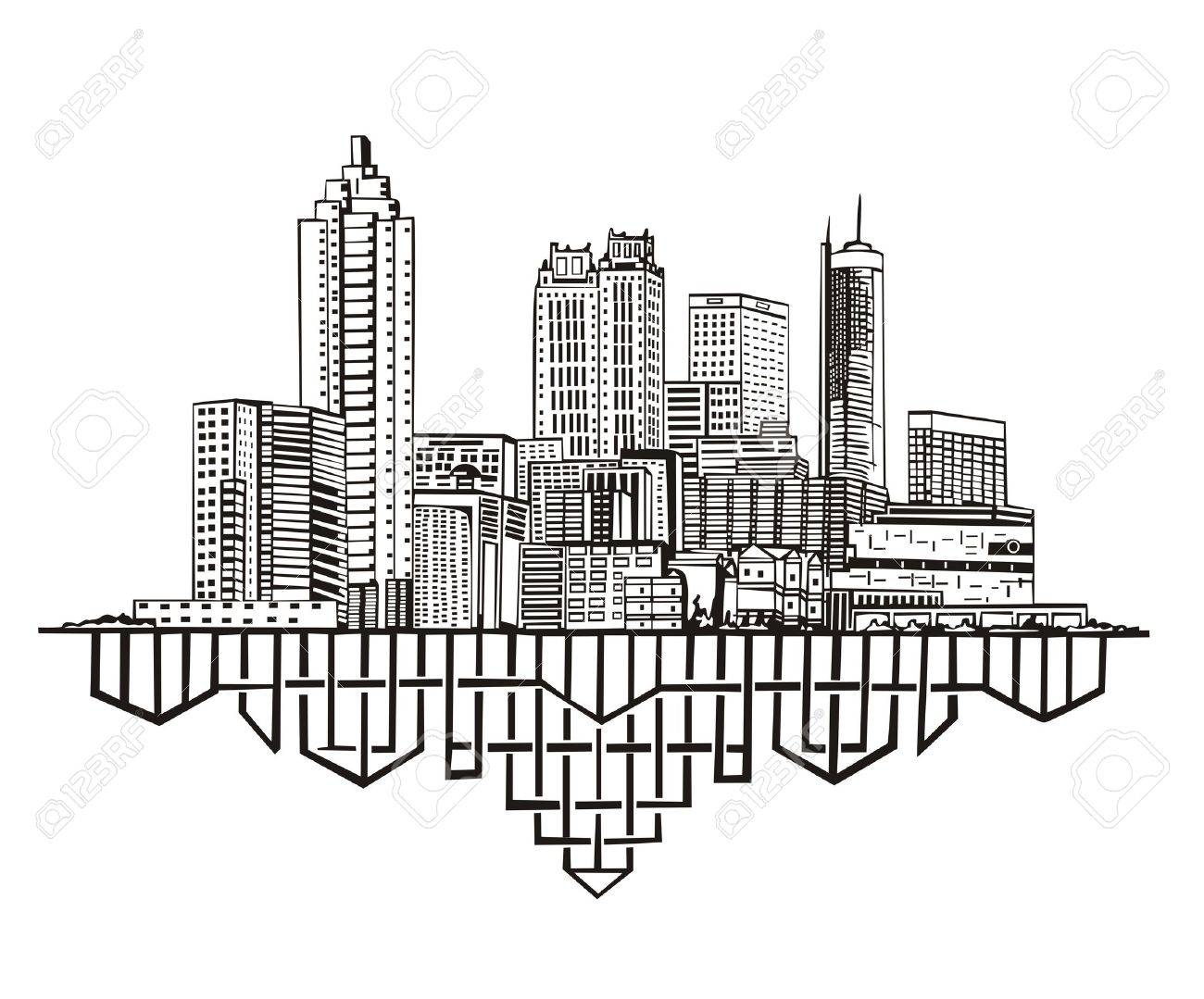 Atlanta, GA Skyline. Black and white.