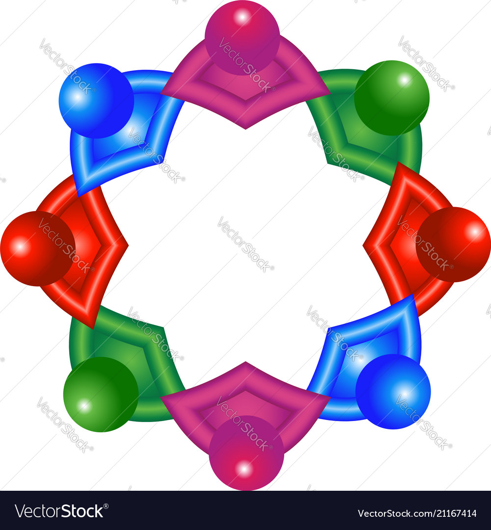 Abstract colorful atomic molecular team.