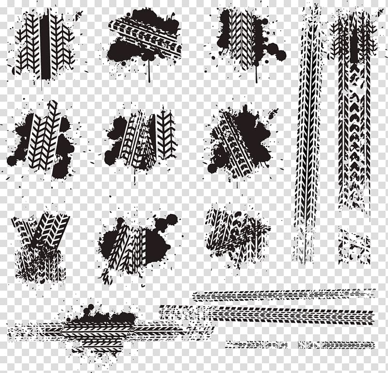 Wheel tracks ilustration, Bicycle tire Tread Car Skid mark.