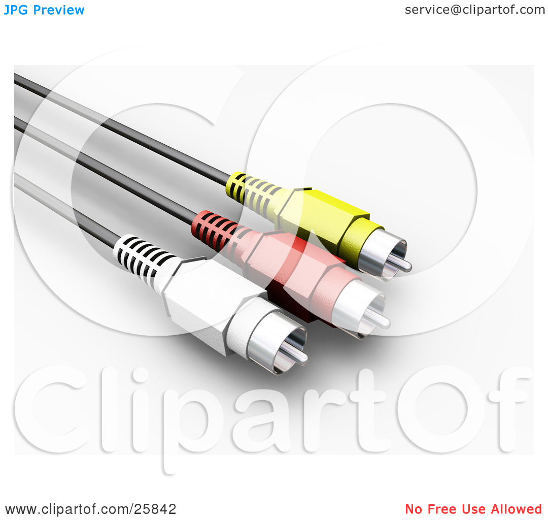 Clipart Illustration of White, Red And Yellow Audio Video Cables.