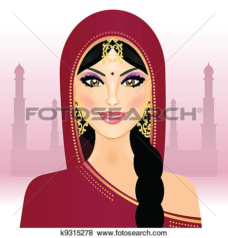 Clipart of indian girl k8110881.
