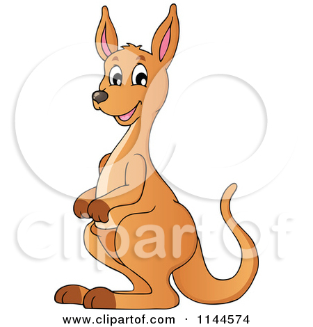 Clipart Aussie Kangaroo Holding A Flag.