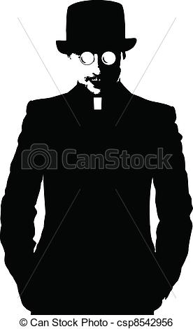 Clip Art Vector of Reserved man.