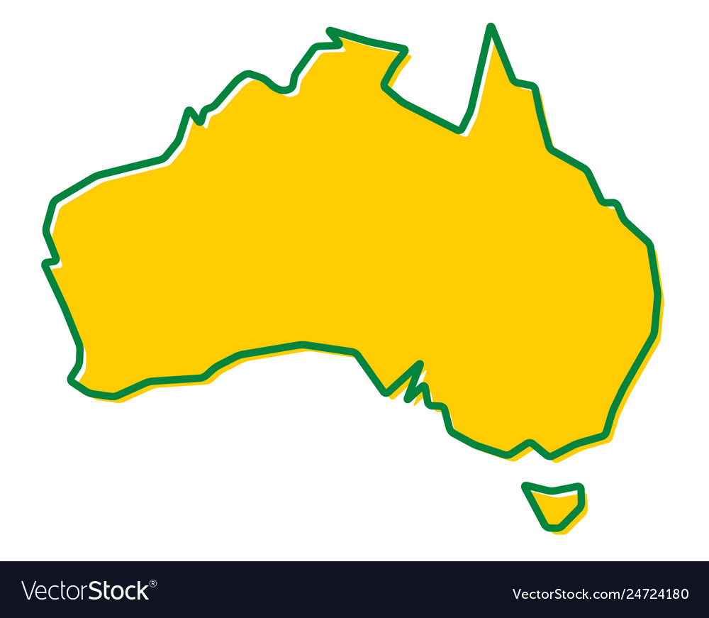Simplified map of australia outline fill and.