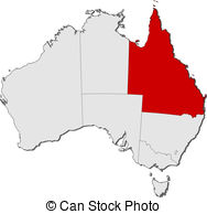 Queensland australia map clipart.