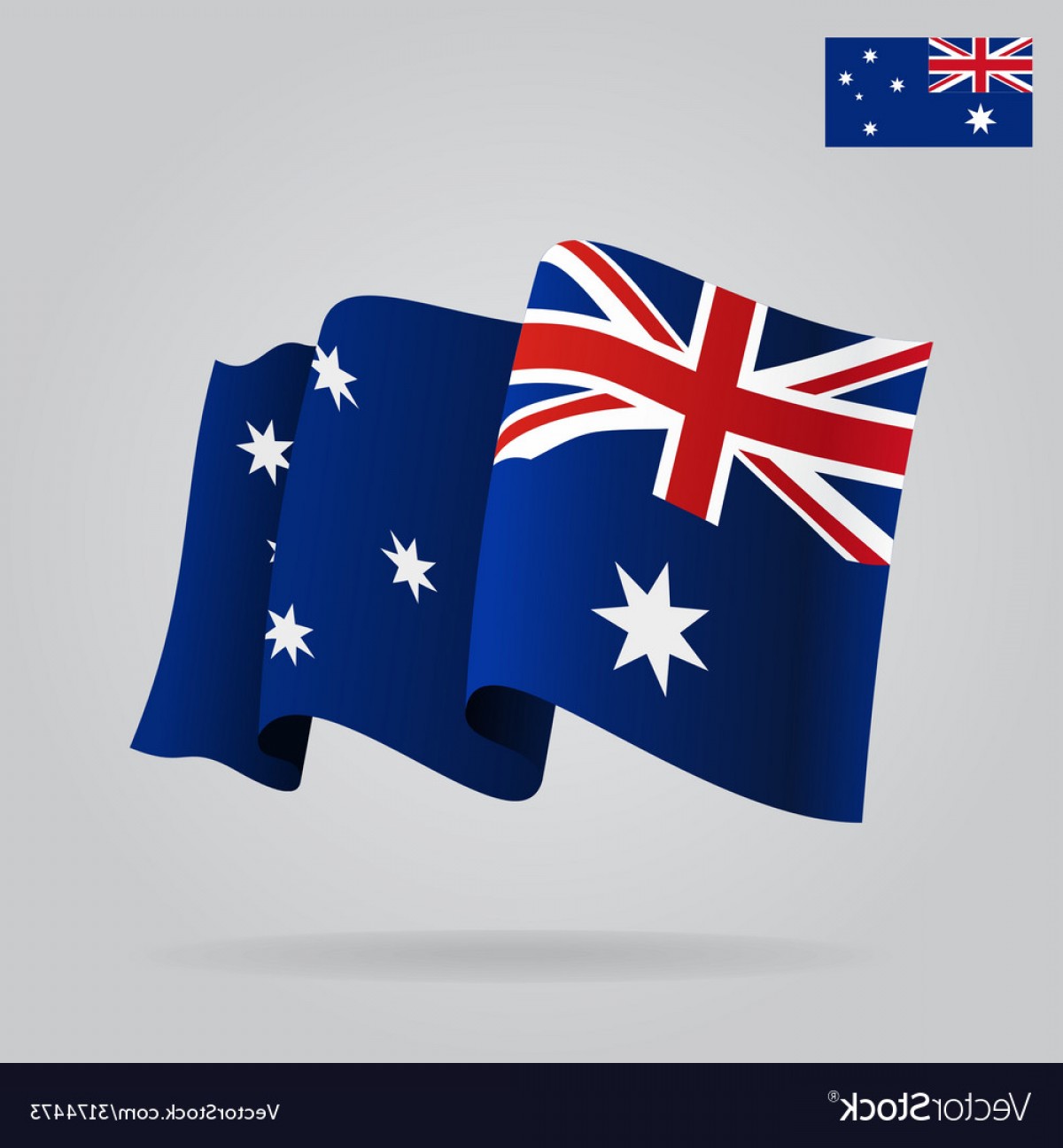 Flat And Waving Australian Flag Vector.