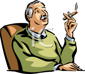 Royalty Free Clip Art Image: Man Smoking a Cigar.