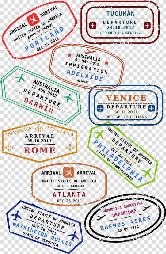 Passport stamp Travel visa , Along with airplane travel.