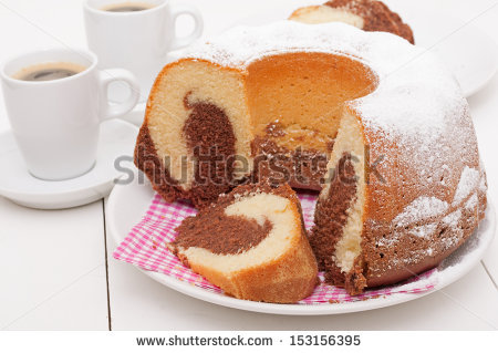 Traditional Homemade Marble Cake Gugelhupf Cup Stock Photo.
