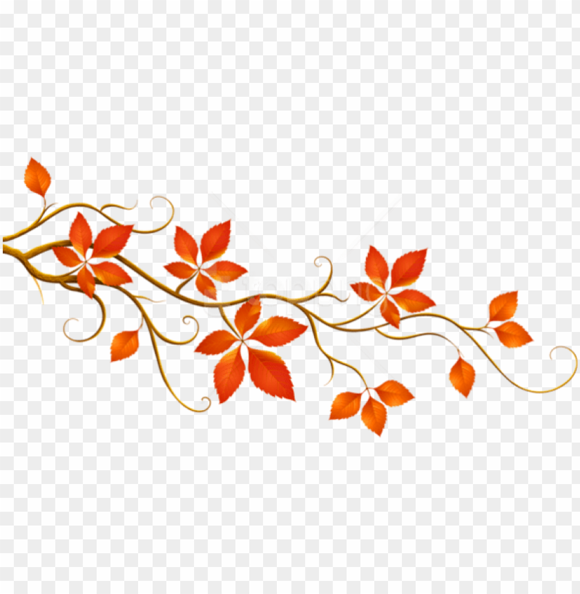 free png download decorative branch with autumn leaves.