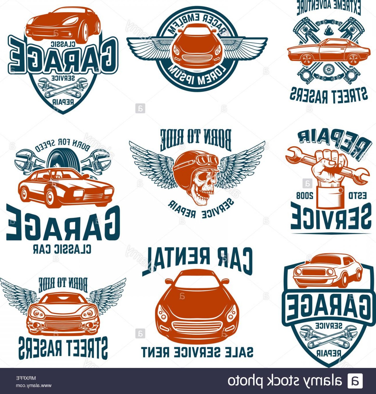 Car Repair Garage Auto Service Emblems Design Elements For Logo.