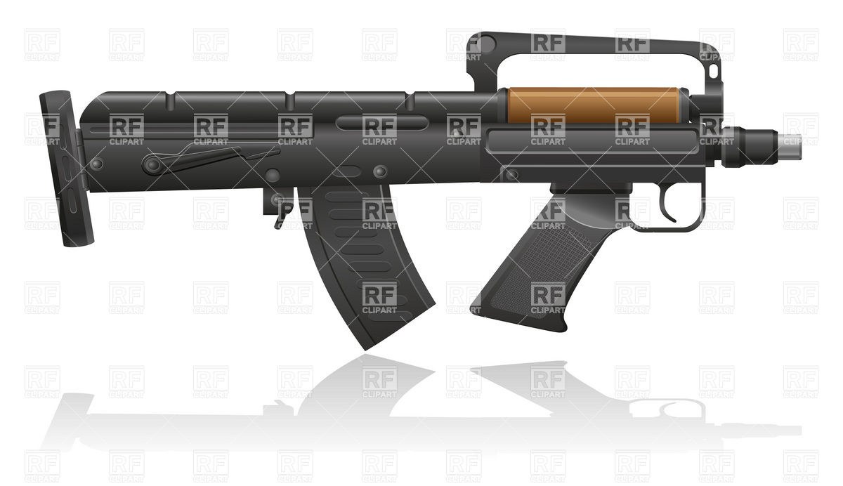 Automatic machine gun with a short barrel Vector Image #19550.