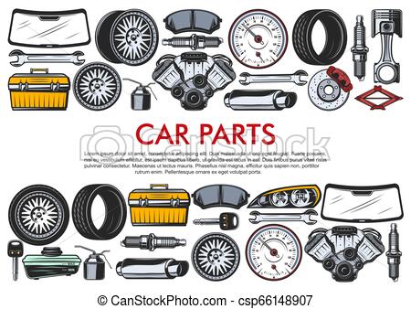 Vector tools and car spare parts.
