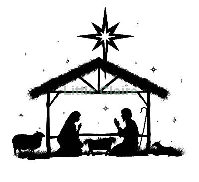 away in a manger Silhouette Clip Art.