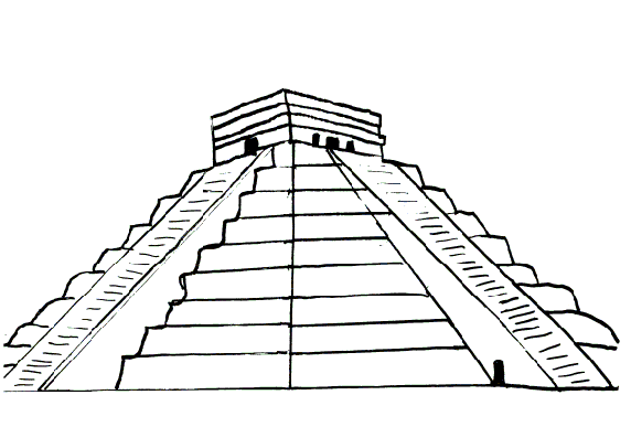 Download aztec temple coloring page clipart Chichen Itza.