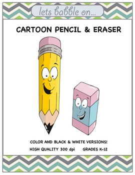 Cartoon Pencil and Eraser ClipArt.