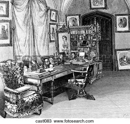Drawing of Emperor`s Cabinet, Babelsberg, Germany, 1878 castl083.
