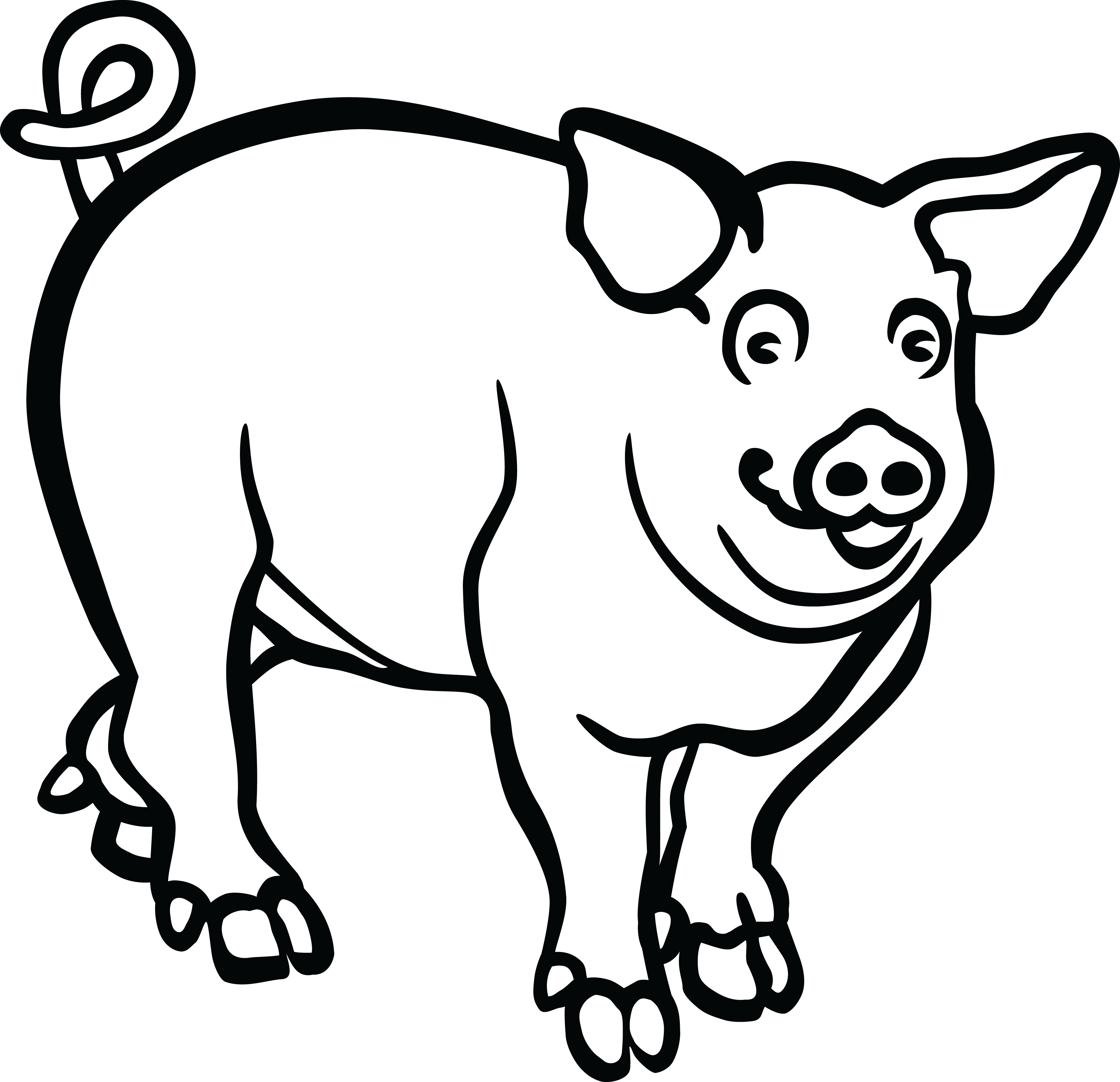 Pigs clipart black and white, Pigs black and white.