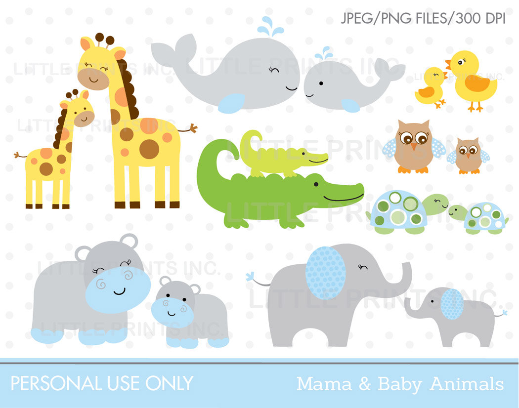 Mother And Baby Animals Clipart.