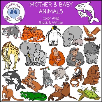 Mother & Baby Animal Clip Art.