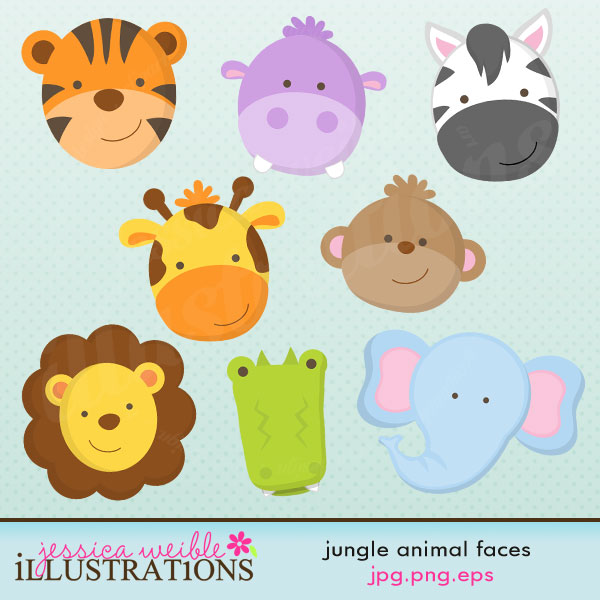 Baby Animal Faces Clipart Baby Shower.