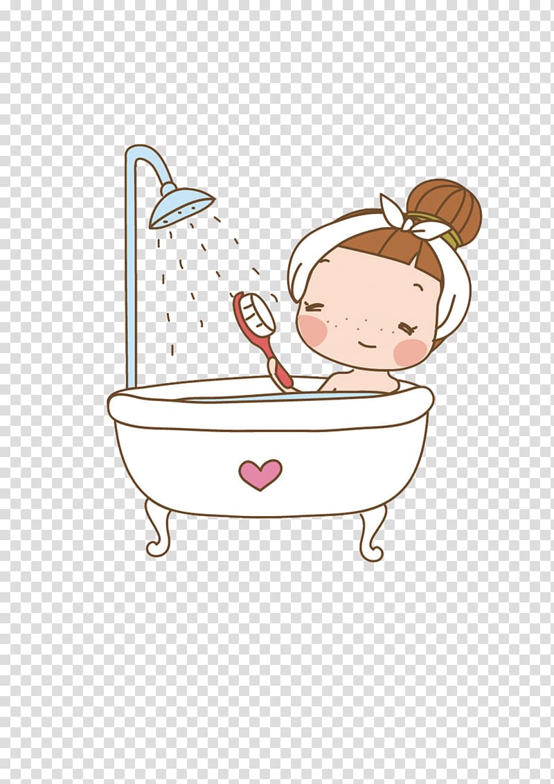 Bathing Cartoon Shower gel, Bath shower bath transparent.