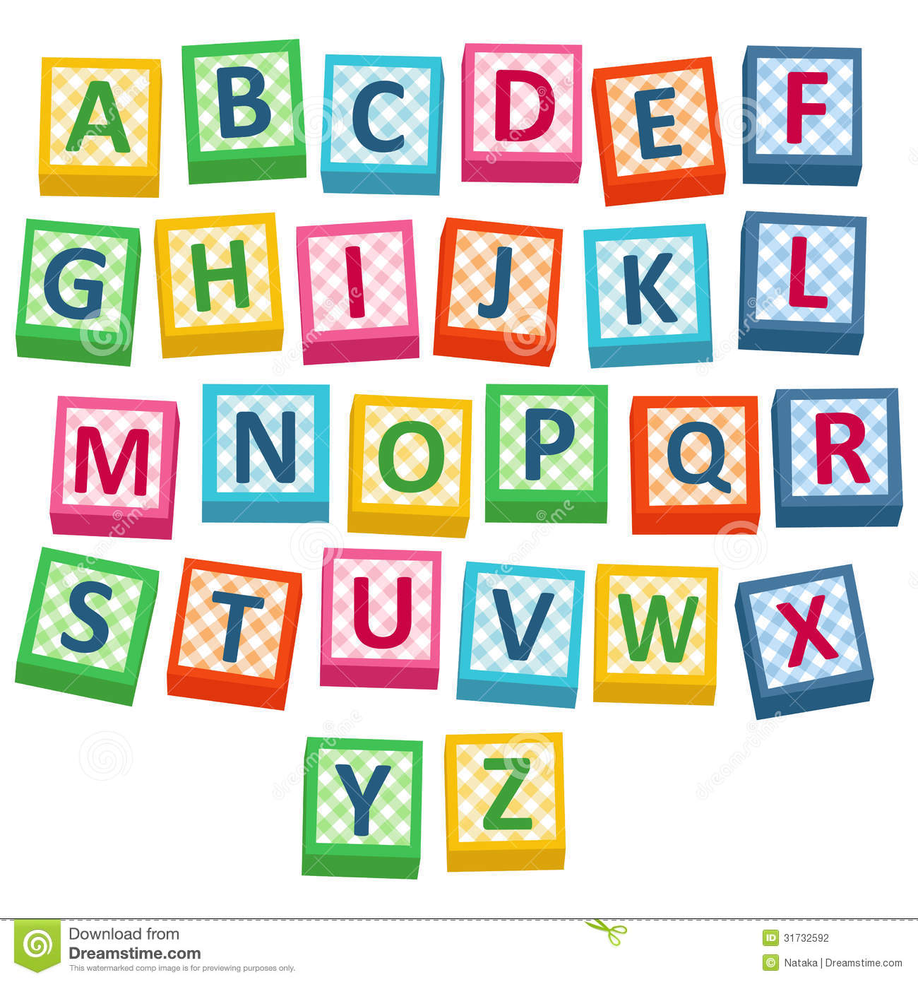 spell words in block letter alphabet