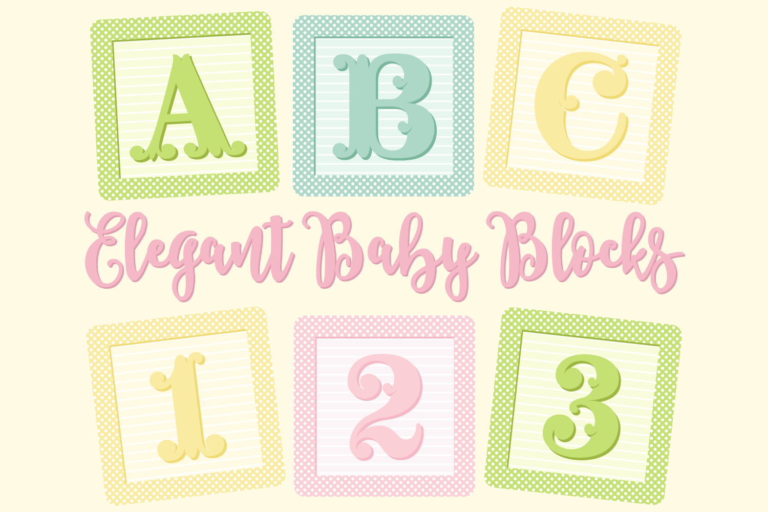 Elegant Baby Blocks Alphabet Clip Art.