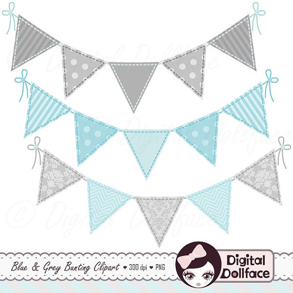 Blue Bunting Garland Clipart, Baby Boy Banner Clip Art for.
