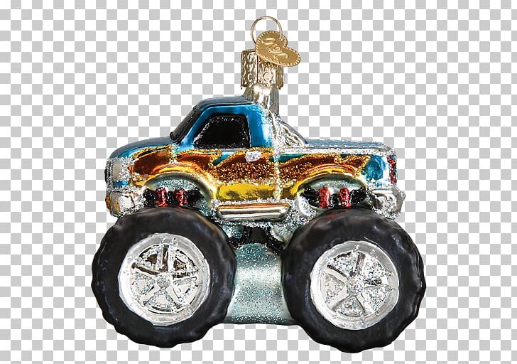 Car Monster Truck Christmas Ornament Blue Thunder PNG.