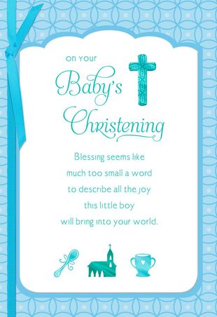 Blue Cross Baby Boy Christening Card.