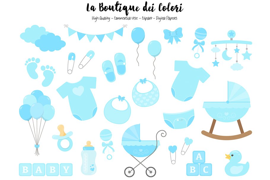Blue New Baby Boy Clipart.