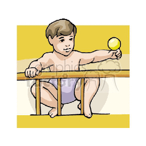 baby in crib clipart. Royalty.